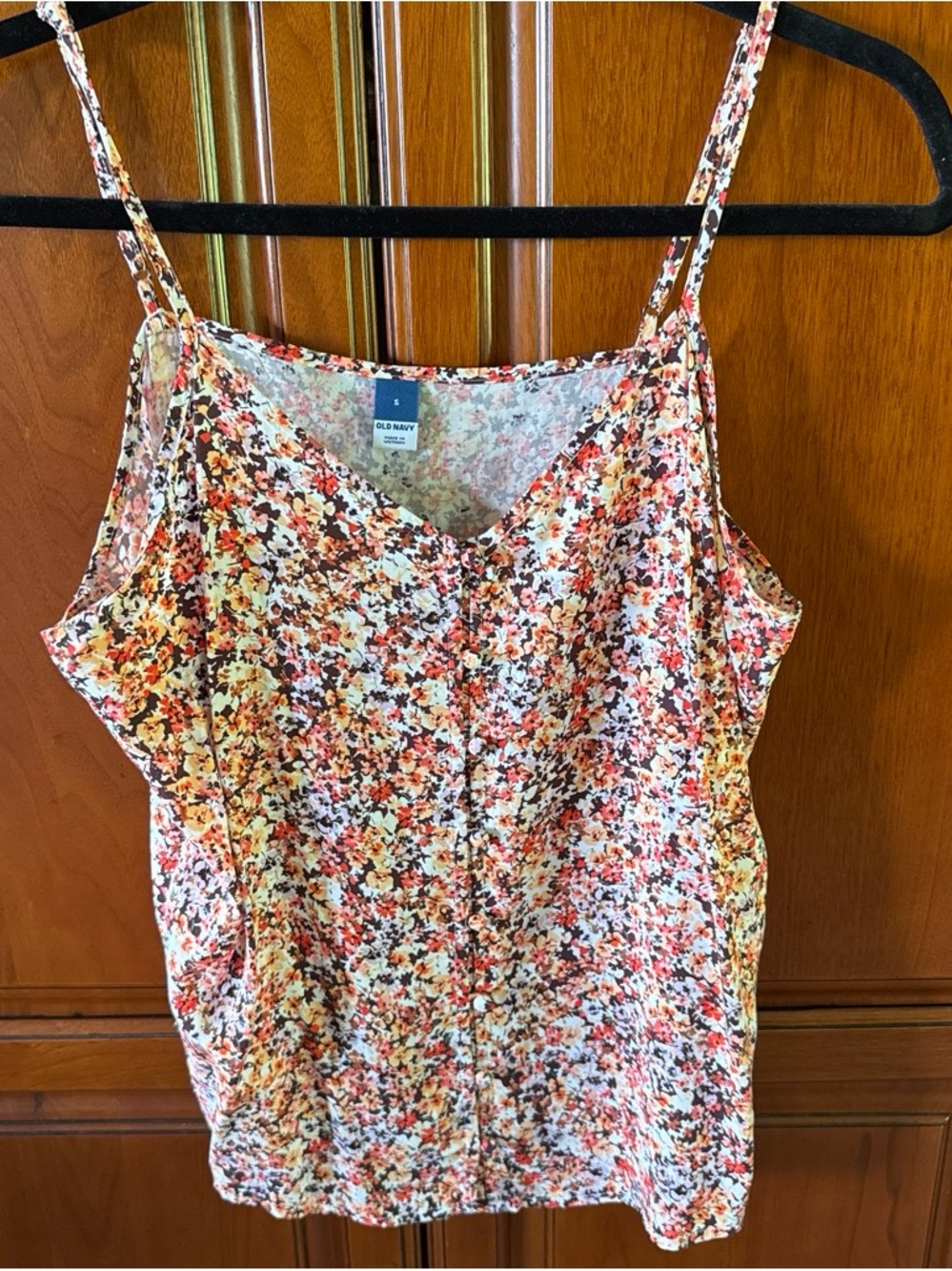 Old Navy Floral Spaghetti-Strap Cami in White, Pink, Orange, Brown